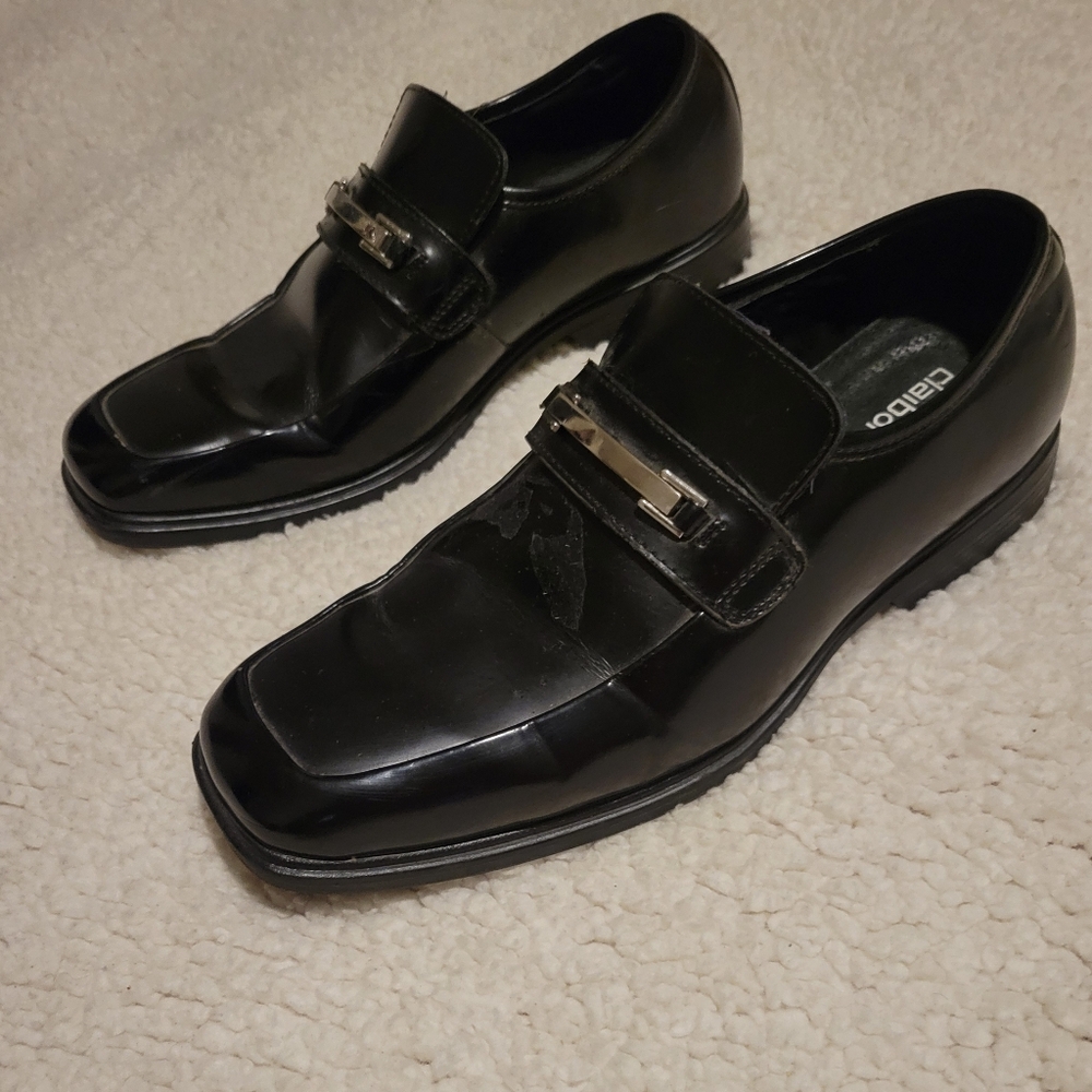 MENS CLAIBORNE LEATHER DRESS SHOES BLACK SIZE 8.5 - Picture 6 of 10
